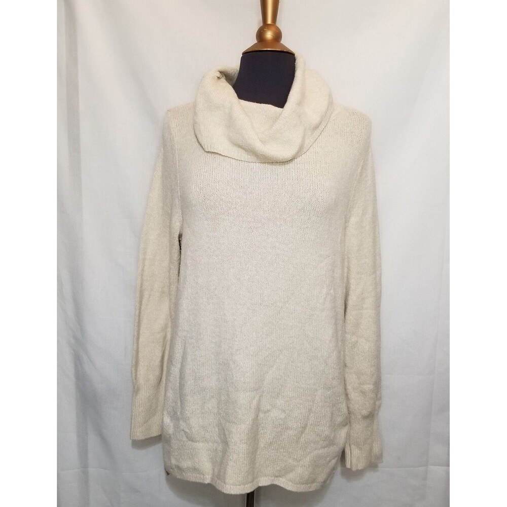 Vintage DKNY Sweater Cowl Neck Long Sleeve Wool Womens XL Cream Ivory Y2K